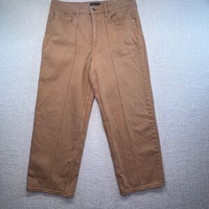 Free Assembly Womens Size 12 Super High Crop Wide Straight Pant Brown Tan Casual